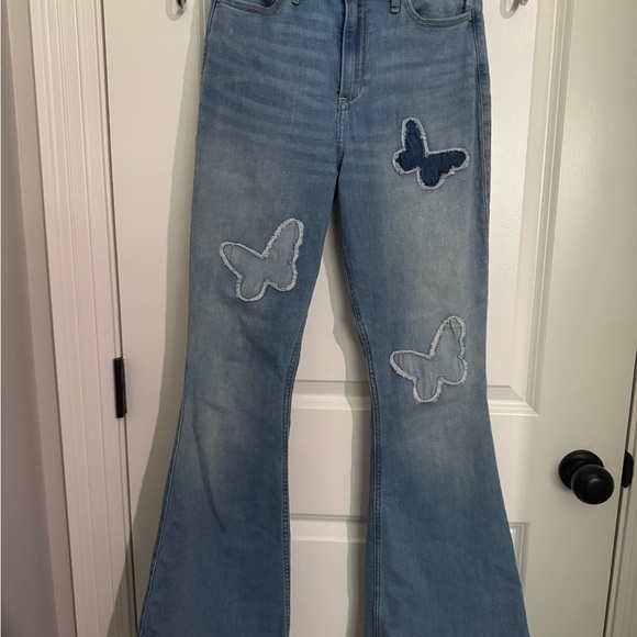 Vintage Hollister Blue Flare butterfly Jeans with Distressed Details - Picture 3 of 13